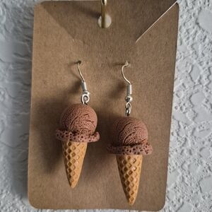 Charming Ice Cream Cone Earrings, Pink Flowers, Glass Raspberries, Strawberry.
